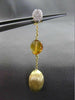 ESTATE .21CT DIAMOND & CITRINE 18KT TWO TONE GOLD 3D OVAL ROUND HAMMER EARRINGS