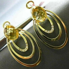 ESTATE 4.14CT DIAMOND & AAA CITRINE 14KT YELLOW GOLD MULTI OVAL CLIP ON EARRINGS