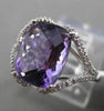 ANTIQUE LARGE 4.36CTW DIAMOND & AAA EXTRA FACET AMETHYST 14KT WHITE GOLD RING