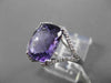 ANTIQUE LARGE 4.36CTW DIAMOND & AAA EXTRA FACET AMETHYST 14KT WHITE GOLD RING