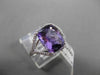 ANTIQUE LARGE 4.36CTW DIAMOND & AAA EXTRA FACET AMETHYST 14KT WHITE GOLD RING