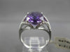 ANTIQUE LARGE 4.36CTW DIAMOND & AAA EXTRA FACET AMETHYST 14KT WHITE GOLD RING
