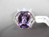 ANTIQUE LARGE 4.36CTW DIAMOND & AAA EXTRA FACET AMETHYST 14KT WHITE GOLD RING