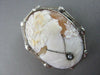 ANTIQUE LARGE .05CT DIAMOND FILIGREE LADY CAMEO 14K WHITE BROOCH & PENDANT #2096