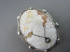 ANTIQUE LARGE .05CT DIAMOND FILIGREE LADY CAMEO 14K WHITE BROOCH & PENDANT #2096