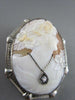 ANTIQUE LARGE .05CT DIAMOND FILIGREE LADY CAMEO 14K WHITE BROOCH & PENDANT #2096