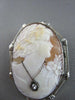 ANTIQUE LARGE .05CT DIAMOND FILIGREE LADY CAMEO 14K WHITE BROOCH & PENDANT #2096