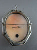 ANTIQUE LARGE .05CT DIAMOND FILIGREE LADY CAMEO 14K WHITE BROOCH & PENDANT #2096
