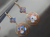 ESTATE LARGE .17CT DIAMOND & BLUE MOTHER OF PEARL 14K ROSE GOLD HANGING EARRINGS