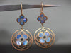 ESTATE LARGE .17CT DIAMOND & BLUE MOTHER OF PEARL 14K ROSE GOLD HANGING EARRINGS