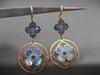 ESTATE LARGE .17CT DIAMOND & BLUE MOTHER OF PEARL 14K ROSE GOLD HANGING EARRINGS