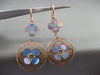 ESTATE LARGE .17CT DIAMOND & BLUE MOTHER OF PEARL 14K ROSE GOLD HANGING EARRINGS