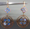 ESTATE LARGE .17CT DIAMOND & BLUE MOTHER OF PEARL 14K ROSE GOLD HANGING EARRINGS