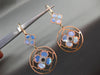 ESTATE LARGE .17CT DIAMOND & BLUE MOTHER OF PEARL 14K ROSE GOLD HANGING EARRINGS