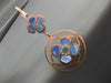 ESTATE LARGE .17CT DIAMOND & BLUE MOTHER OF PEARL 14K ROSE GOLD HANGING EARRINGS