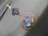 ESTATE LARGE .17CT DIAMOND & BLUE MOTHER OF PEARL 14K ROSE GOLD HANGING EARRINGS