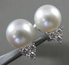ESTATE .60CT DIAMOND 18K WHITE GOLD AAA SOUTH SEA PEARL 3 STONE CLIP ON EARRINGS