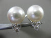 ESTATE .60CT DIAMOND 18K WHITE GOLD AAA SOUTH SEA PEARL 3 STONE CLIP ON EARRINGS