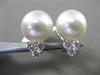 ESTATE .60CT DIAMOND 18K WHITE GOLD AAA SOUTH SEA PEARL 3 STONE CLIP ON EARRINGS