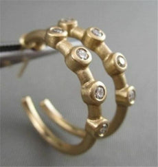 ESTATE .32CT ROUND DIAMOND 14KT YELLOW GOLD ETOILE BAMBOO HOOP EARRINGS