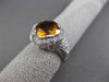 ANTIQUE WIDE 3.96CT DIAMOND & AAA EXTRA FACET CITRINE 14K WHITE GOLD 3D FUN RING