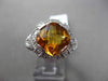 ANTIQUE WIDE 3.96CT DIAMOND & AAA EXTRA FACET CITRINE 14K WHITE GOLD 3D FUN RING