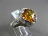 ANTIQUE WIDE 3.96CT DIAMOND & AAA EXTRA FACET CITRINE 14K WHITE GOLD 3D FUN RING