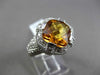 ANTIQUE WIDE 3.96CT DIAMOND & AAA EXTRA FACET CITRINE 14K WHITE GOLD 3D FUN RING