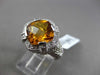 ANTIQUE WIDE 3.96CT DIAMOND & AAA EXTRA FACET CITRINE 14K WHITE GOLD 3D FUN RING