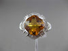 ANTIQUE WIDE 3.96CT DIAMOND & AAA EXTRA FACET CITRINE 14K WHITE GOLD 3D FUN RING