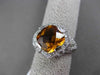 ANTIQUE WIDE 3.96CT DIAMOND & AAA EXTRA FACET CITRINE 14K WHITE GOLD 3D FUN RING
