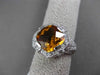 ANTIQUE WIDE 3.96CT DIAMOND & AAA EXTRA FACET CITRINE 14K WHITE GOLD 3D FUN RING
