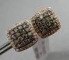 ESTATE .92CT WHITE CHOCOLATE FANCY DIAMOND 14K ROSE & BLACK GOLD SQUARE EARRINGS
