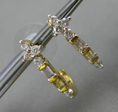 ESTATE .50CT BAGUETTE & ROUND DIAMOND 14KT YELLOW GOLD 3D STAR HANGING EARRINGS