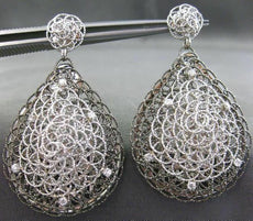 ESTATE EXTRA LARGE .36CT DIAMOND 14KT WHITE & BLACK GOLD WOVEN HANGING EARRINGS