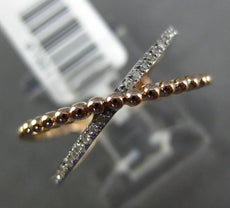 ESTATE .10CT DIAMOND 14KT WHITE & ROSE GOLD X LOVE MILGRAIN BEAD RING F/G VSSI