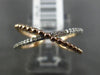 ESTATE .10CT DIAMOND 14KT WHITE & ROSE GOLD X LOVE MILGRAIN BEAD RING F/G VSSI