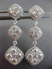ESTATE 2.60CT DIAMOND 14KT WHITE GOLD 3D SQUARE ETOILE FILIGREE HANGING EARRINGS