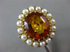 ANTIQUE LARGE 10CT AAA CITRINE & SOUTH SEA PEARL 14KT YELLOW GOLD 3D FLOWER RING
