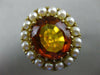 ANTIQUE LARGE 10CT AAA CITRINE & SOUTH SEA PEARL 14KT YELLOW GOLD 3D FLOWER RING