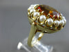 ANTIQUE LARGE 10CT AAA CITRINE & SOUTH SEA PEARL 14KT YELLOW GOLD 3D FLOWER RING