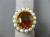 ANTIQUE LARGE 10CT AAA CITRINE & SOUTH SEA PEARL 14KT YELLOW GOLD 3D FLOWER RING