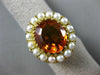 ANTIQUE LARGE 10CT AAA CITRINE & SOUTH SEA PEARL 14KT YELLOW GOLD 3D FLOWER RING