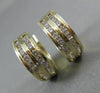 ESTATE 1CT DIAMOND 2 ROW 14K YELLOW GOLD HUGGIE EARRINGS ASTONISHING LOOK! #5319