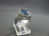 ANTIQUE LARGE 3.22CT DIAMOND & AAA SAPPHIRE 14K WHITE GOLD CLUSTER RING STUNNING