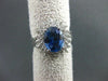 ANTIQUE LARGE 3.22CT DIAMOND & AAA SAPPHIRE 14K WHITE GOLD CLUSTER RING STUNNING