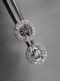 ANTIQUE .54CT 3D ROUND DIAMOND FILIGREE 14KT WHITE GOLD EARRINGS JACKET SETTINGS