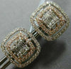 ESTATE LARGE 1.78CT ROUND & BAGUETTE DIAMOND 14KT ROSE GOLD SQUARE STUD EARRINGS
