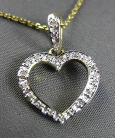 ESTATE .08CT DIAMOND 14KT WHITE & YELLOW GOLD OPEN HEART PENDANT & CHAIN