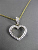 ESTATE .08CT DIAMOND 14KT WHITE & YELLOW GOLD OPEN HEART PENDANT & CHAIN